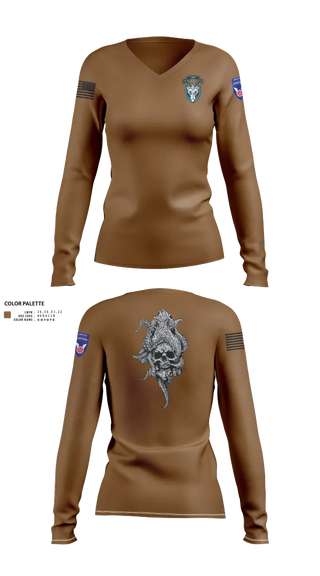 Womens Long Sleeve Vneck Shirt, , Army, Teamtime, Team time, sublimation, custom sports apparel, team uniforms, spirit wear, spiritwear, sports uniforms, custom shirts, team store, custom team store, fundraiser sports, apparel fundraiser