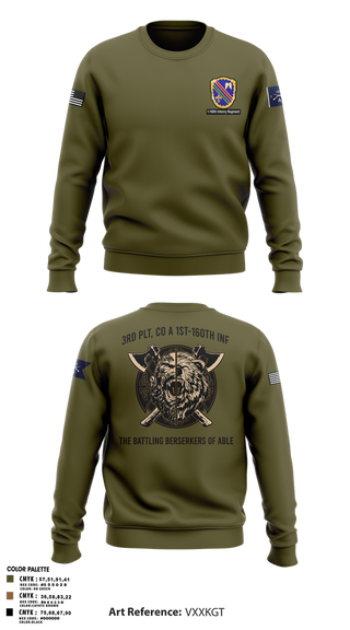 Crew Neck Sweatshirt, Co A, 1st-160th INF, 79th IBCT, , Teamtime, Team time, sublimation, custom sports apparel, team uniforms, spirit wear, spiritwear, sports uniforms, custom shirts, team store, custom team store, fundraiser sports, apparel fundraiser