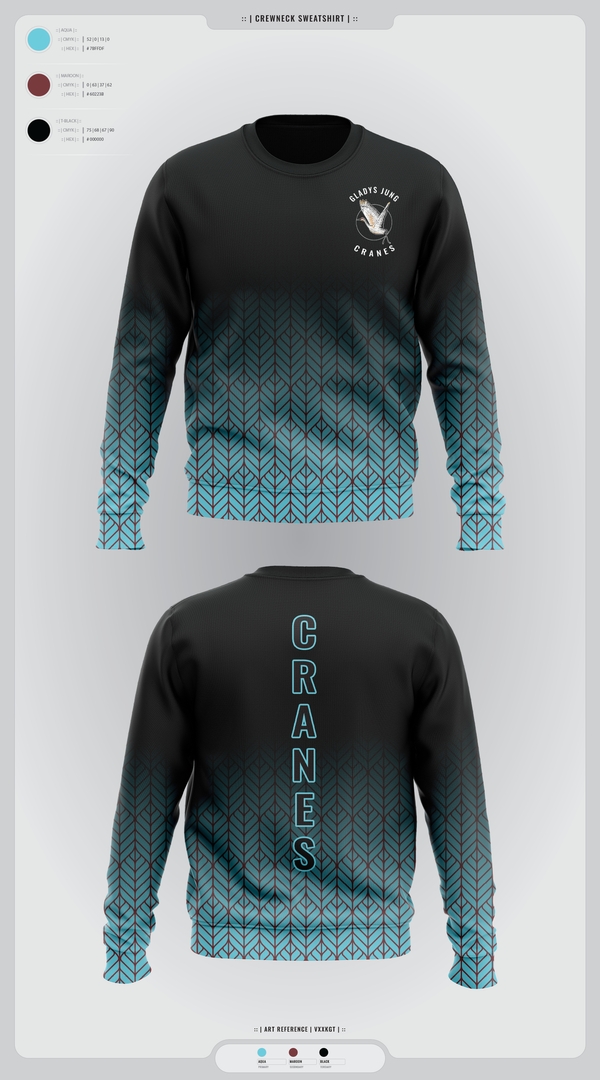 Crew Neck Sweatshirt, Cranes, Spirit Store, Teamtime, Team time, sublimation, custom sports apparel, team uniforms, spirit wear, spiritwear, sports uniforms, custom shirts, team store, custom team store, fundraiser sports, apparel fundraiser
