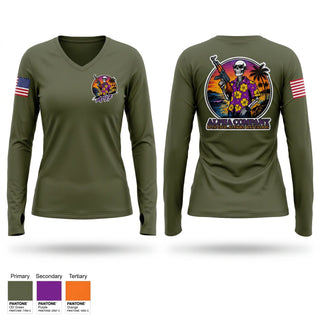 Womens Long Sleeve Vneck Shirt, Aloha 97th CA, Army, Teamtime, Team time, sublimation, custom sports apparel, team uniforms, spirit wear, spiritwear, sports uniforms, custom shirts, team store, custom team store, fundraiser sports, apparel fundraiser