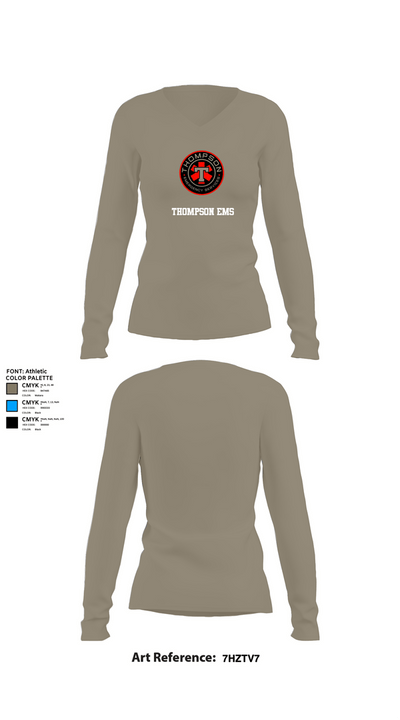 Thompson EMS 59462665 Women's Long Sleeve V-neck Shirt - 62