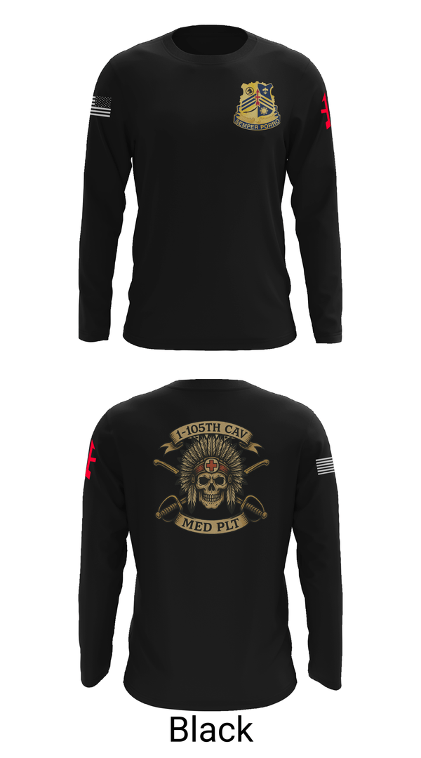 Long Sleeve Performance Shirt, 1-105th cavalry, Army, Teamtime, Team time, sublimation, custom sports apparel, team uniforms, spirit wear, spiritwear, sports uniforms, custom shirts, team store, custom team store, fundraiser sports, apparel fundraiser