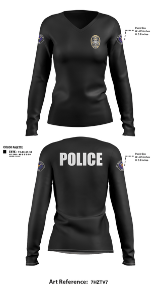 Womens Long Sleeve Vneck Shirt, Farmersville Police, Police, Teamtime, Team time, sublimation, custom sports apparel, team uniforms, spirit wear, spiritwear, sports uniforms, custom shirts, team store, custom team store, fundraiser sports, apparel fundraiser
