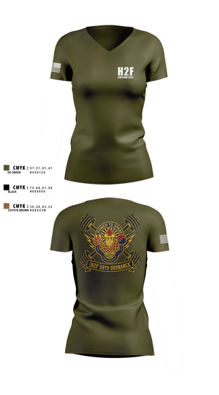 Womens Short Sleeve Vneck Shirt, 59th ORD BDE, Army, Teamtime, Team time, sublimation, custom sports apparel, team uniforms, spirit wear, spiritwear, sports uniforms, custom shirts, team store, custom team store, fundraiser sports, apparel fundraiser