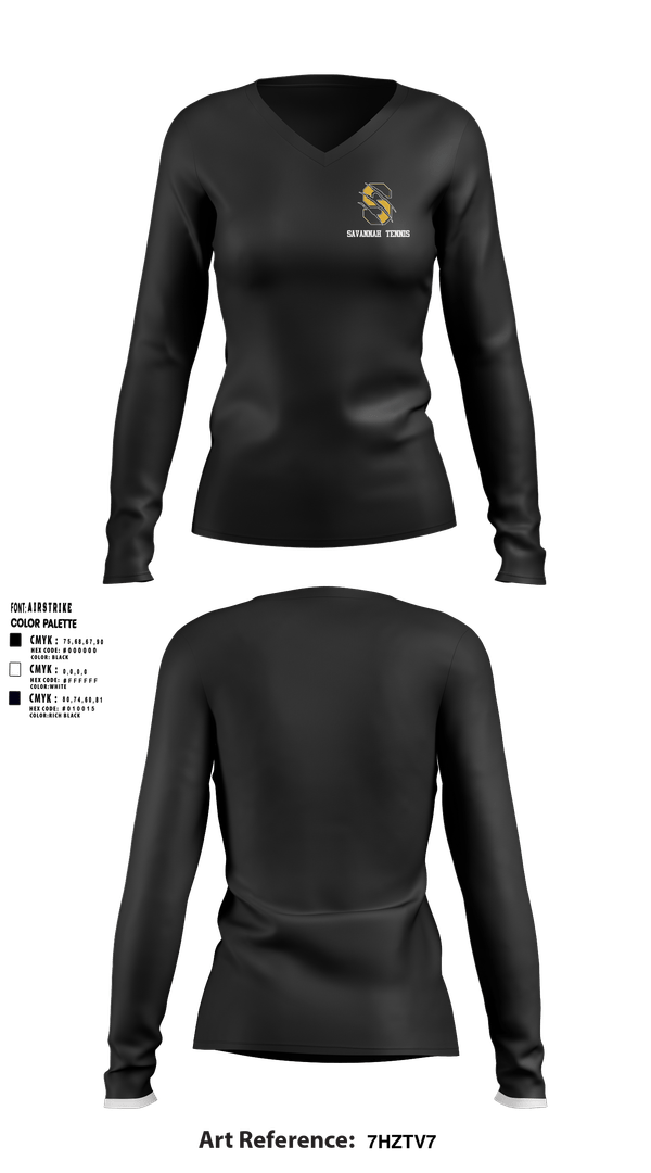 Womens Long Sleeve Vneck Shirt, Savannah High School Tennis, Tennis, Teamtime, Team time, sublimation, custom sports apparel, team uniforms, spirit wear, spiritwear, sports uniforms, custom shirts, team store, custom team store, fundraiser sports, apparel fundraiser