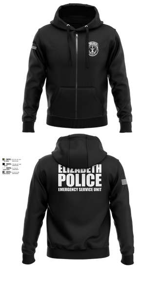 Zip Hoodie, Emergency Service Unit, Police, Teamtime, Team time, sublimation, custom sports apparel, team uniforms, spirit wear, spiritwear, sports uniforms, custom shirts, team store, custom team store, fundraiser sports, apparel fundraiser