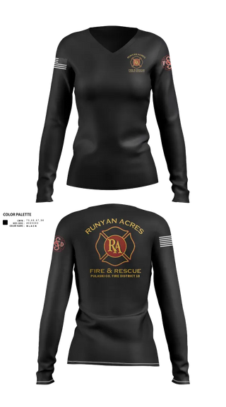 Womens Long Sleeve Vneck Shirt, RUNYAN ACRES FIRE DEPARTMENT, , Teamtime, Team time, sublimation, custom sports apparel, team uniforms, spirit wear, spiritwear, sports uniforms, custom shirts, team store, custom team store, fundraiser sports, apparel fundraiser