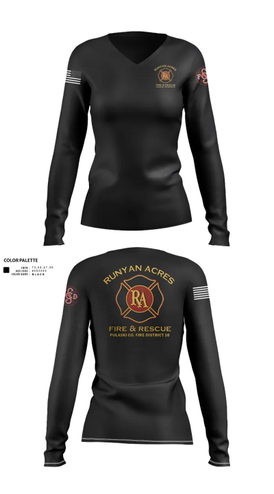 RUNYAN ACRES FIRE DEPARTMENT 34134469 Women's Long Sleeve V-neck Shirt - 50
