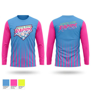 Long Sleeve Performance Shirt, Mystic River Rapids, Baseball, Teamtime, Team time, sublimation, custom sports apparel, team uniforms, spirit wear, spiritwear, sports uniforms, custom shirts, team store, custom team store, fundraiser sports, apparel fundraiser