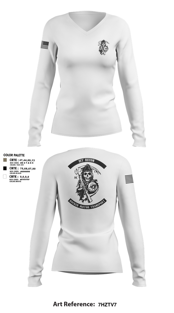 Womens Long Sleeve Vneck Shirt, 1st Recon, Marines, Teamtime, Team time, sublimation, custom sports apparel, team uniforms, spirit wear, spiritwear, sports uniforms, custom shirts, team store, custom team store, fundraiser sports, apparel fundraiser