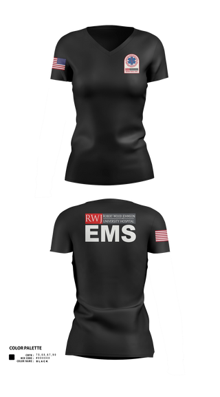 Womens Short Sleeve Vneck Shirt, RWJ Hospital EMS, EMS/EMT, Teamtime, Team time, sublimation, custom sports apparel, team uniforms, spirit wear, spiritwear, sports uniforms, custom shirts, team store, custom team store, fundraiser sports, apparel fundraiser