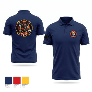 Short Sleeve Performance Polo, Dona Ana fire Rescue Station 42, Fire Department, Teamtime, Team time, sublimation, custom sports apparel, team uniforms, spirit wear, spiritwear, sports uniforms, custom shirts, team store, custom team store, fundraiser sports, apparel fundraiser