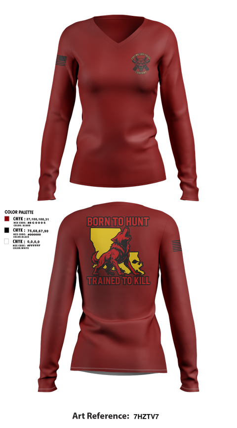Womens Long Sleeve Vneck Shirt, 239th Military Police Company, , Teamtime, Team time, sublimation, custom sports apparel, team uniforms, spirit wear, spiritwear, sports uniforms, custom shirts, team store, custom team store, fundraiser sports, apparel fundraiser