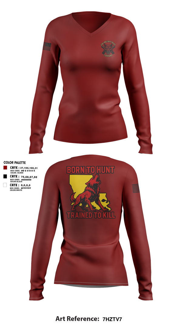 Womens Long Sleeve Vneck Shirt, 239th Military Police Company, , Teamtime, Team time, sublimation, custom sports apparel, team uniforms, spirit wear, spiritwear, sports uniforms, custom shirts, team store, custom team store, fundraiser sports, apparel fundraiser