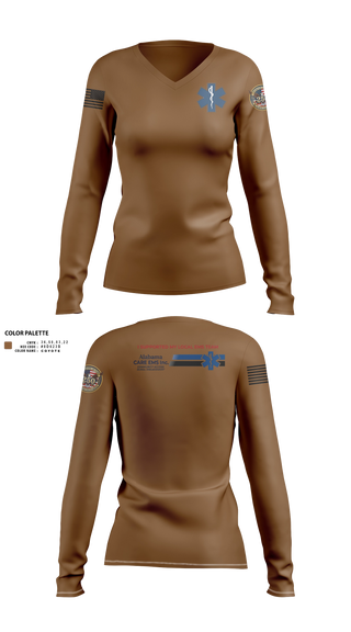Womens Long Sleeve Vneck Shirt, Alabama CARE EMS Inc., EMS/EMT, Teamtime, Team time, sublimation, custom sports apparel, team uniforms, spirit wear, spiritwear, sports uniforms, custom shirts, team store, custom team store, fundraiser sports, apparel fundraiser