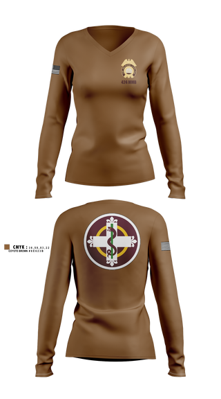 Womens Long Sleeve Vneck Shirt, 424th MMB, Army, Teamtime, Team time, sublimation, custom sports apparel, team uniforms, spirit wear, spiritwear, sports uniforms, custom shirts, team store, custom team store, fundraiser sports, apparel fundraiser