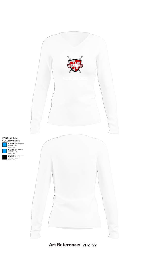 Womens Long Sleeve Vneck Shirt, White Oak Cheer, Cheer, Teamtime, Team time, sublimation, custom sports apparel, team uniforms, spirit wear, spiritwear, sports uniforms, custom shirts, team store, custom team store, fundraiser sports, apparel fundraiser