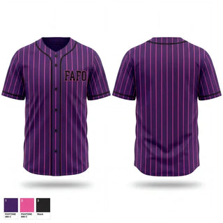 Full Button Baseball Jersey, F.A.F.O, Baseball, Teamtime, Team time, sublimation, custom sports apparel, team uniforms, spirit wear, spiritwear, sports uniforms, custom shirts, team store, custom team store, fundraiser sports, apparel fundraiser