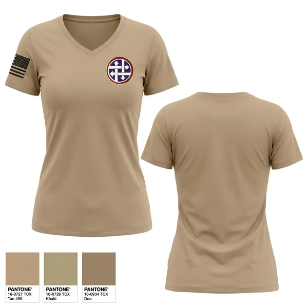 Womens Short Sleeve Vneck Shirt, 900TH Quartermaster Company, Army, Teamtime, Team time, sublimation, custom sports apparel, team uniforms, spirit wear, spiritwear, sports uniforms, custom shirts, team store, custom team store, fundraiser sports, apparel fundraiser