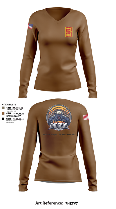 Honey Badgers / 30X 25750949 Women's Long Sleeve V-neck Shirt - 3