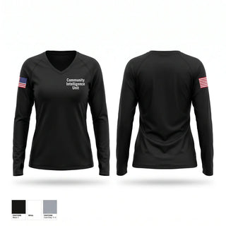 Womens Long Sleeve Vneck Shirt, Community intelligence unit, , Teamtime, Team time, sublimation, custom sports apparel, team uniforms, spirit wear, spiritwear, sports uniforms, custom shirts, team store, custom team store, fundraiser sports, apparel fundraiser