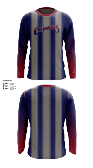 Long Sleeve Performance Shirt, CANNONS, Baseball, Teamtime, Team time, sublimation, custom sports apparel, team uniforms, spirit wear, spiritwear, sports uniforms, custom shirts, team store, custom team store, fundraiser sports, apparel fundraiser