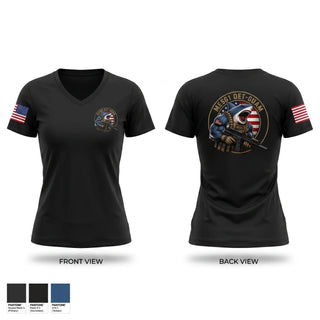 Womens Short Sleeve Vneck Shirt, MESG1 DET-GUAM COMMAND SHIRT, Navy, Teamtime, Team time, sublimation, custom sports apparel, team uniforms, spirit wear, spiritwear, sports uniforms, custom shirts, team store, custom team store, fundraiser sports, apparel fundraiser
