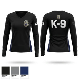 Womens Long Sleeve Vneck Shirt, Tampa General Hospital Public Safety, Police, Teamtime, Team time, sublimation, custom sports apparel, team uniforms, spirit wear, spiritwear, sports uniforms, custom shirts, team store, custom team store, fundraiser sports, apparel fundraiser