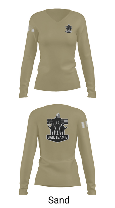 Sail team 6 28462926 Women's Long Sleeve V-neck Shirt - 92