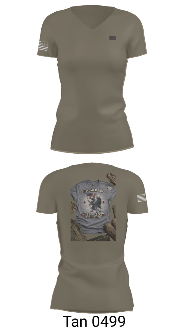 Womens Short Sleeve Vneck Shirt, 361 med log, Army, Teamtime, Team time, sublimation, custom sports apparel, team uniforms, spirit wear, spiritwear, sports uniforms, custom shirts, team store, custom team store, fundraiser sports, apparel fundraiser