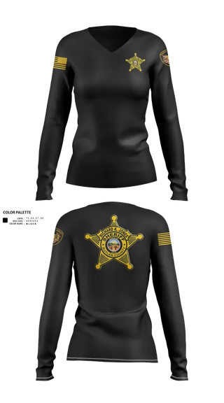 Womens Long Sleeve Vneck Shirt, Butler County Sheriff’s Office, Police, Teamtime, Team time, sublimation, custom sports apparel, team uniforms, spirit wear, spiritwear, sports uniforms, custom shirts, team store, custom team store, fundraiser sports, apparel fundraiser