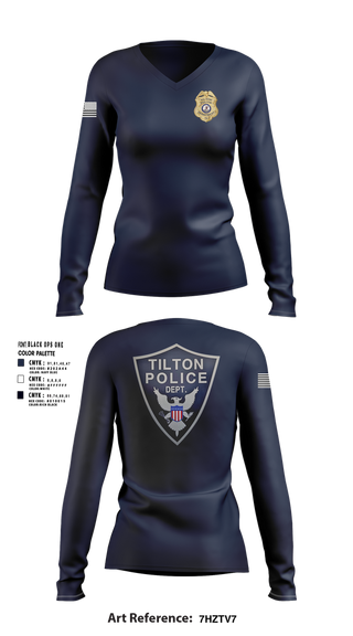 Womens Long Sleeve Vneck Shirt, Tilton Police Department, Police, Teamtime, Team time, sublimation, custom sports apparel, team uniforms, spirit wear, spiritwear, sports uniforms, custom shirts, team store, custom team store, fundraiser sports, apparel fundraiser