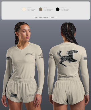 Womens Long Sleeve Vneck Shirt, DET 1 HHC 3-116 CAV, Army, Teamtime, Team time, sublimation, custom sports apparel, team uniforms, spirit wear, spiritwear, sports uniforms, custom shirts, team store, custom team store, fundraiser sports, apparel fundraiser