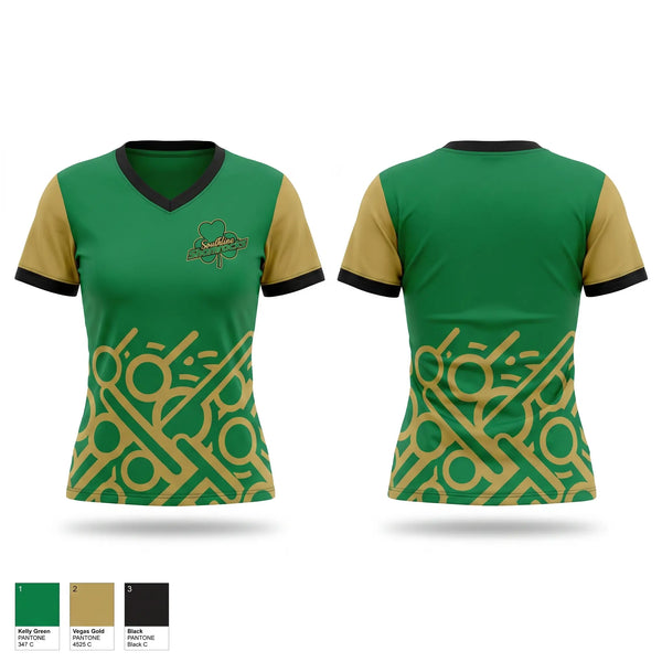 Womens Short Sleeve Vneck Shirt, Southline Shamrocks, Baseball, Teamtime, Team time, sublimation, custom sports apparel, team uniforms, spirit wear, spiritwear, sports uniforms, custom shirts, team store, custom team store, fundraiser sports, apparel fundraiser