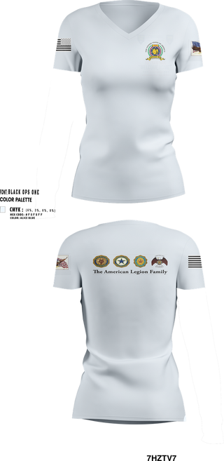 Womens Short Sleeve Vneck Shirt, American Legion CSM Gary W Crisp Post 289. Clarksville,TN, , Teamtime, Team time, sublimation, custom sports apparel, team uniforms, spirit wear, spiritwear, sports uniforms, custom shirts, team store, custom team store, fundraiser sports, apparel fundraiser