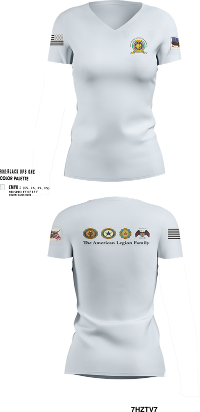 American Legion CSM Gary W Crisp Post 289. Clarksville,TN 56058352 Women's Short Sleeve V-neck Shirt - 100