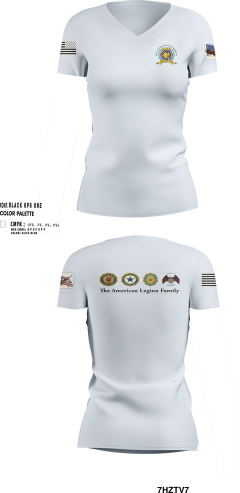Womens Short Sleeve Vneck Shirt, American Legion CSM Gary W Crisp Post 289. Clarksville,TN, , Teamtime, Team time, sublimation, custom sports apparel, team uniforms, spirit wear, spiritwear, sports uniforms, custom shirts, team store, custom team store, fundraiser sports, apparel fundraiser