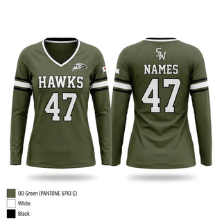 Womens Long Sleeve Vneck Shirt, SoWal Hawks, Baseball, Teamtime, Team time, sublimation, custom sports apparel, team uniforms, spirit wear, spiritwear, sports uniforms, custom shirts, team store, custom team store, fundraiser sports, apparel fundraiser