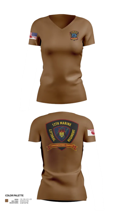 12th MLR Headquarters Element 19917243 Women's Short Sleeve V-neck Shirt - 121