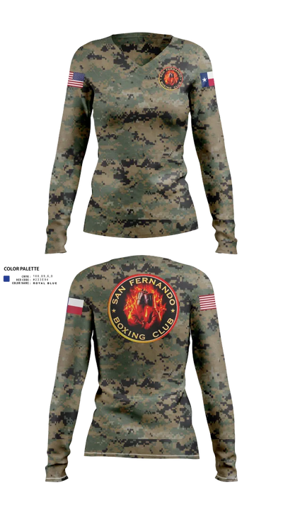 San Fernando Boxing Club 92427997 Women's Long Sleeve V-neck Shirt - 50 (1)