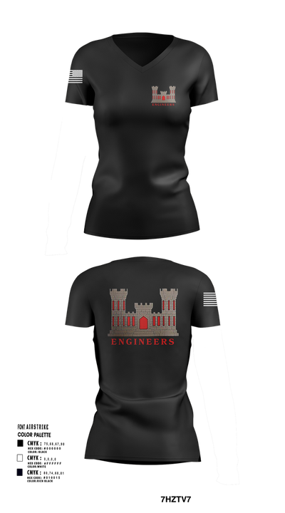 817th engineer sapper 48720796 Women's Short Sleeve V-neck Shirt - 52
