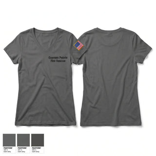 Womens Short Sleeve Vneck Shirt, Cypress Pointe Fire & Rescue, Fire Department, Teamtime, Team time, sublimation, custom sports apparel, team uniforms, spirit wear, spiritwear, sports uniforms, custom shirts, team store, custom team store, fundraiser sports, apparel fundraiser