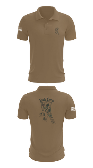 Short Sleeve Performance Polo, 4th plt bad luck, Army, Teamtime, Team time, sublimation, custom sports apparel, team uniforms, spirit wear, spiritwear, sports uniforms, custom shirts, team store, custom team store, fundraiser sports, apparel fundraiser
