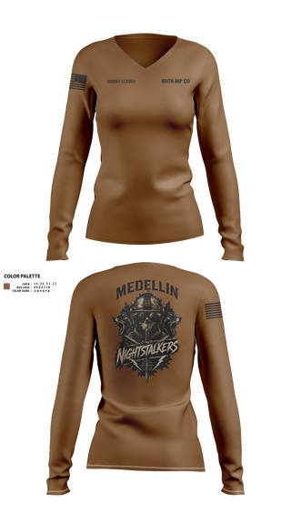 Womens Long Sleeve Vneck Shirt, 411TH MP CO, Army, Teamtime, Team time, sublimation, custom sports apparel, team uniforms, spirit wear, spiritwear, sports uniforms, custom shirts, team store, custom team store, fundraiser sports, apparel fundraiser