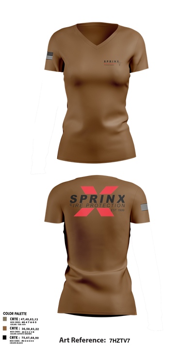 SPRINX FIRE PROTECTION 22334846 Women's Short Sleeve V-neck Shirt - 106