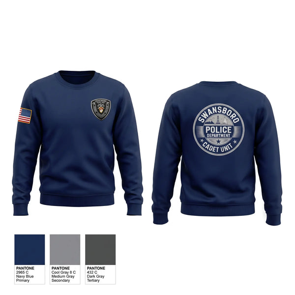 Crew Neck Sweatshirt, Swansboro police cadets, Police, Teamtime, Team time, sublimation, custom sports apparel, team uniforms, spirit wear, spiritwear, sports uniforms, custom shirts, team store, custom team store, fundraiser sports, apparel fundraiser