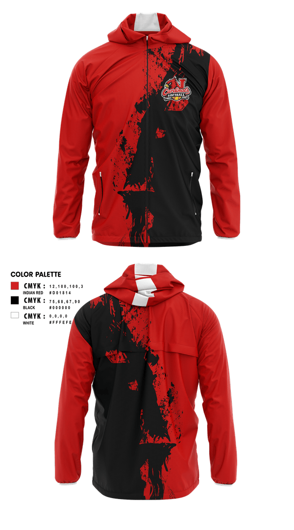 Windbreaker, Cardinals, Softball, Teamtime, Team time, sublimation, custom sports apparel, team uniforms, spirit wear, spiritwear, sports uniforms, custom shirts, team store, custom team store, fundraiser sports, apparel fundraiser