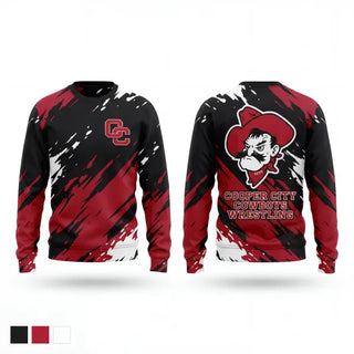 Crew Neck Sweatshirt, Cooper City Cowboys, Wrestling, Teamtime, Team time, sublimation, custom sports apparel, team uniforms, spirit wear, spiritwear, sports uniforms, custom shirts, team store, custom team store, fundraiser sports, apparel fundraiser