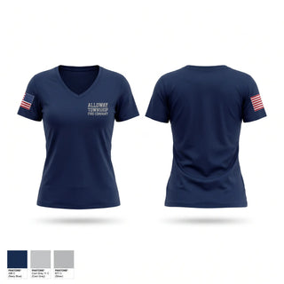 Womens Short Sleeve Vneck Shirt, Alloway Township Fire Company, Fire Department, Teamtime, Team time, sublimation, custom sports apparel, team uniforms, spirit wear, spiritwear, sports uniforms, custom shirts, team store, custom team store, fundraiser sports, apparel fundraiser
