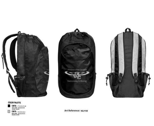 Gear Bag, Westerville Central Swimming & Diving, Swimming, Teamtime, Team time, sublimation, custom sports apparel, team uniforms, spirit wear, spiritwear, sports uniforms, custom shirts, team store, custom team store, fundraiser sports, apparel fundraiser